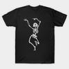 Men Black Print T-shirt Dancing Skelleton No-Cut Transfer Paper Print Cotton Tshirt