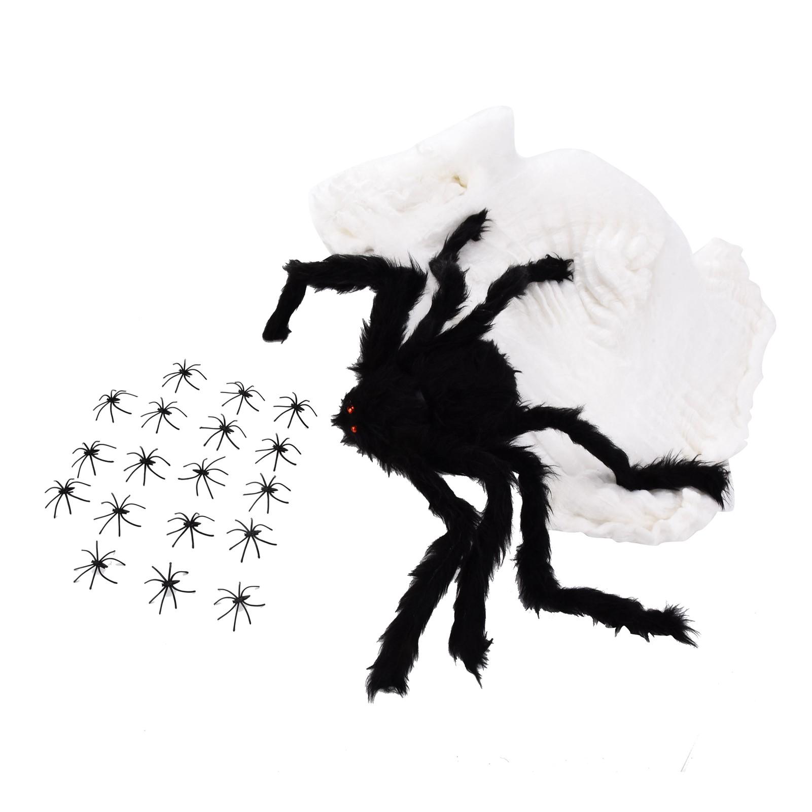 

Decorative Spider Spook House Artificial Spider with Fake Cobweb for Party Halloween Festival Decoration