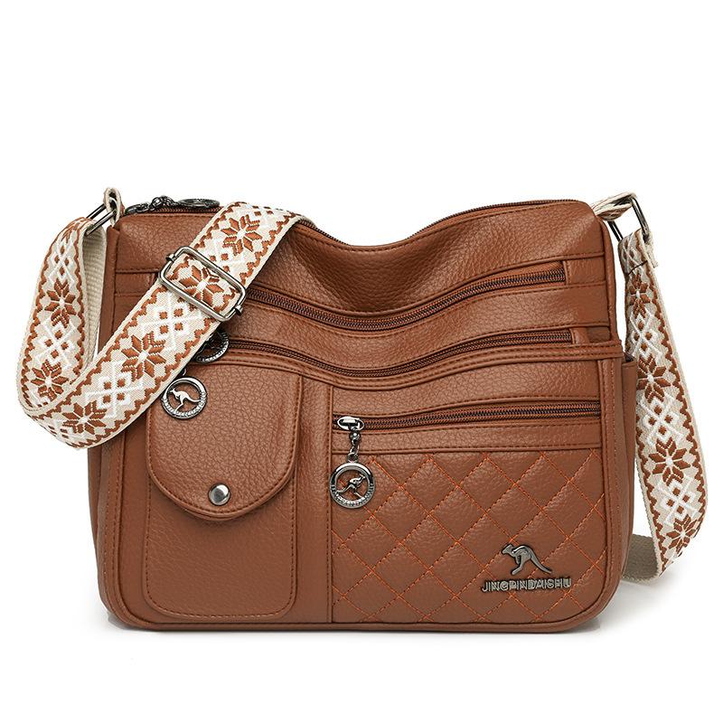 Multi-layer Crossbody Mom Bag, Large Capacity Casual Shoulder Bag, Commuting Soft Leather Shoulder Bag