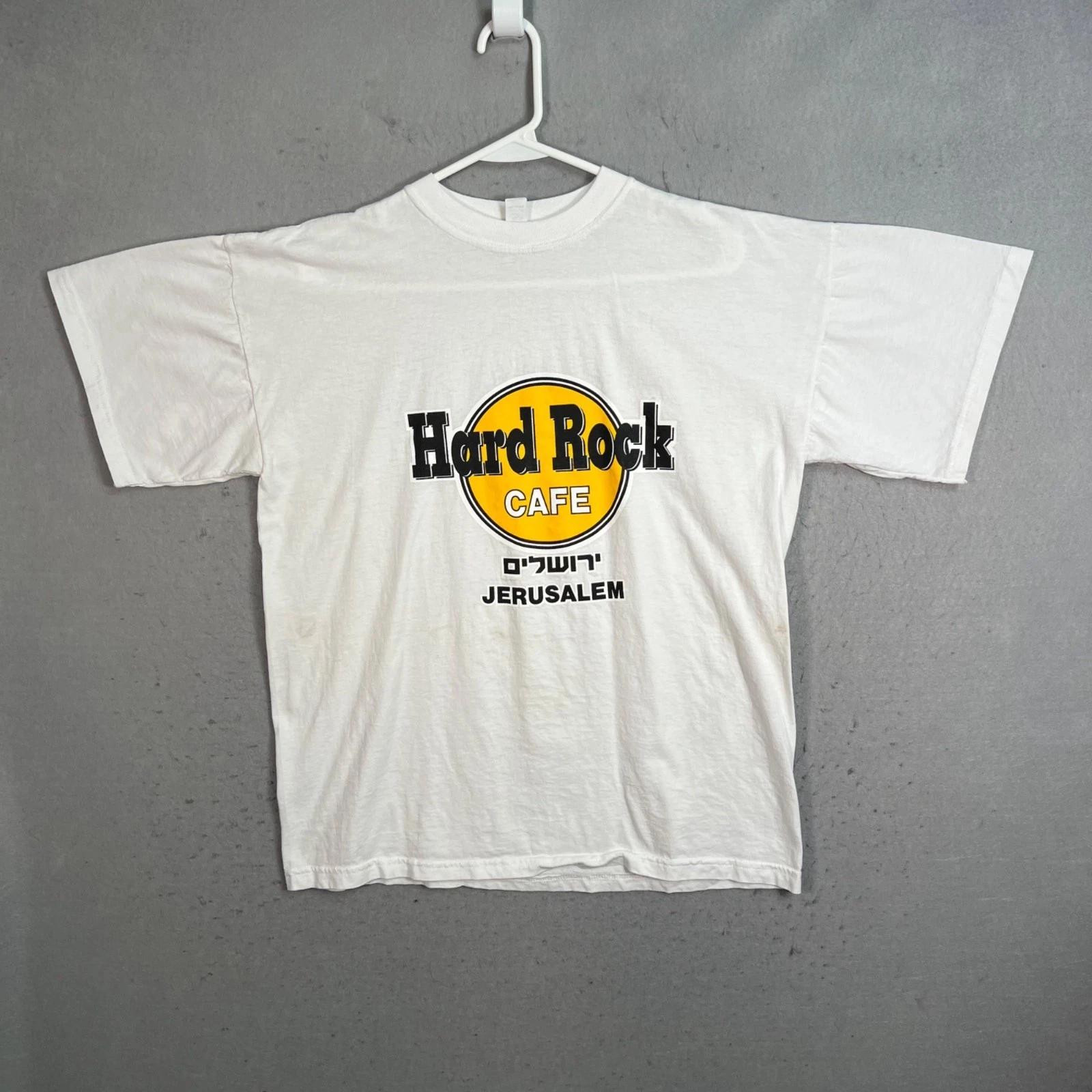 Vintage Hard Rock Cafe Jerusalem T-Shirt XL White Short Sleeve XL