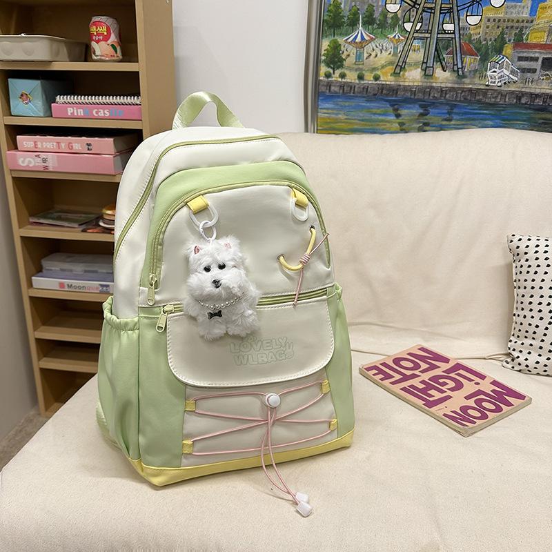 College style schoolbag female junior high school student cute small fresh contrasting color student backpack girl large capacity travel backpack