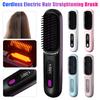 Electric LCD Usb Ceramic Heating Straight Hair Comb Wireless Portable Negative Ion Styling Tool Rechargeable Straightening Brush