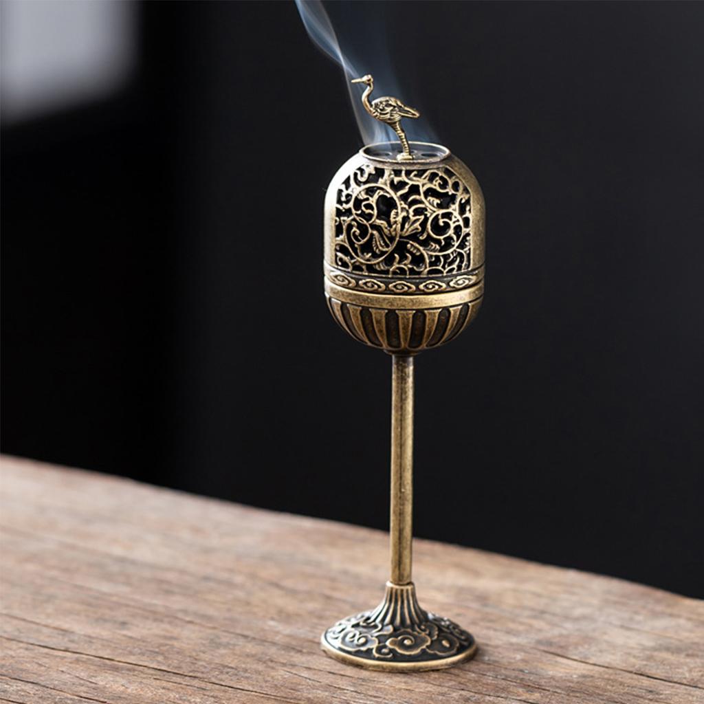 1PC Fulu Hollow High Foot Aromatherapy Stove for Ramadan Festival Retro Sandalwood Incense Stove Home Office Tea Room Decoration