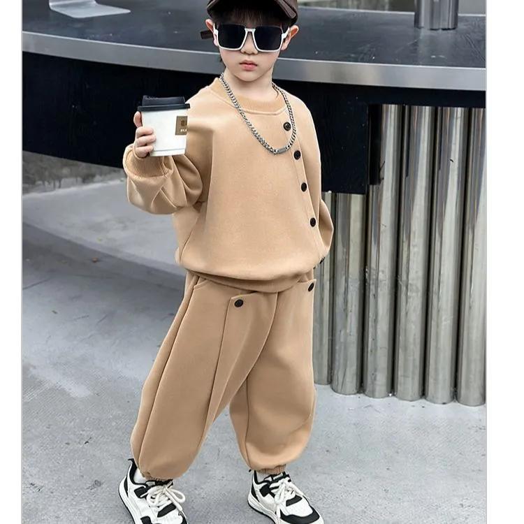 Boys' Spring/Fall Set Kids' Design Sweatshirt + Pants Handsome Two-Piece Set