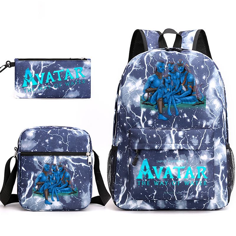 Large Capacity Schoolbag with Shoulder Strap; Student Three-piece Pencil Case Set