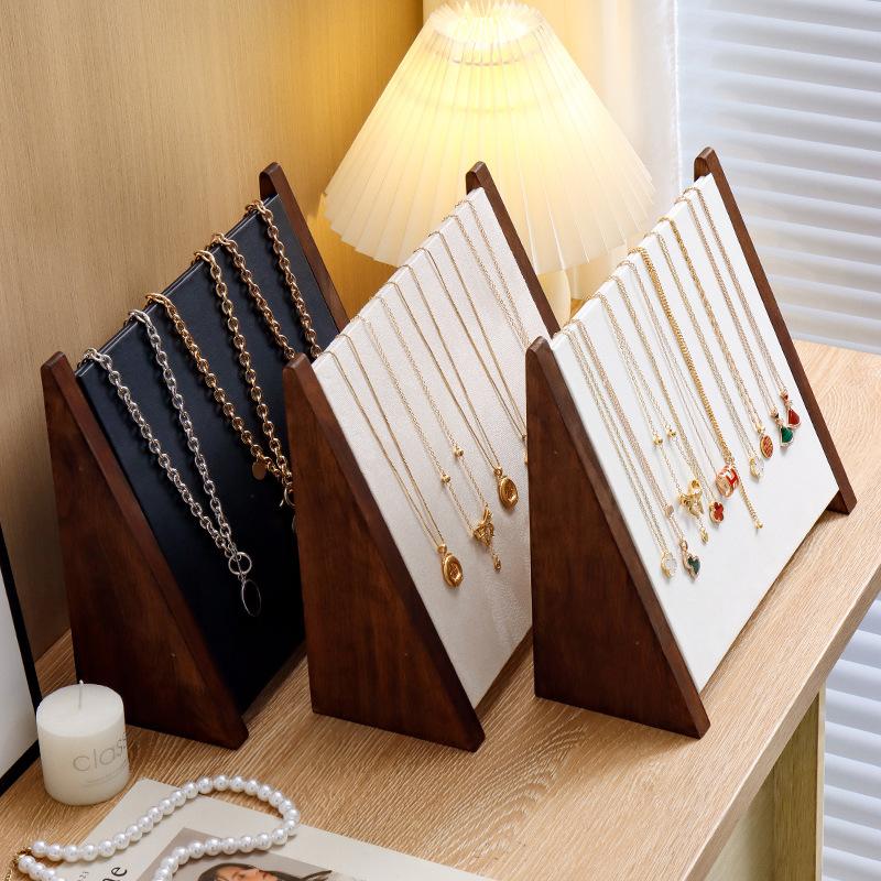 Wooden Design Sloping Necklace Display Stand High-end Bracelet Stand Counter Jewelry Display Equipment Necklace Storage