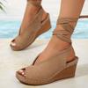 Fashion Women's Slope Heel Sandals Summer New Round Head Shallow Mouth Open Toe Thick Soles Anti-slip Wear-resistant High Heels