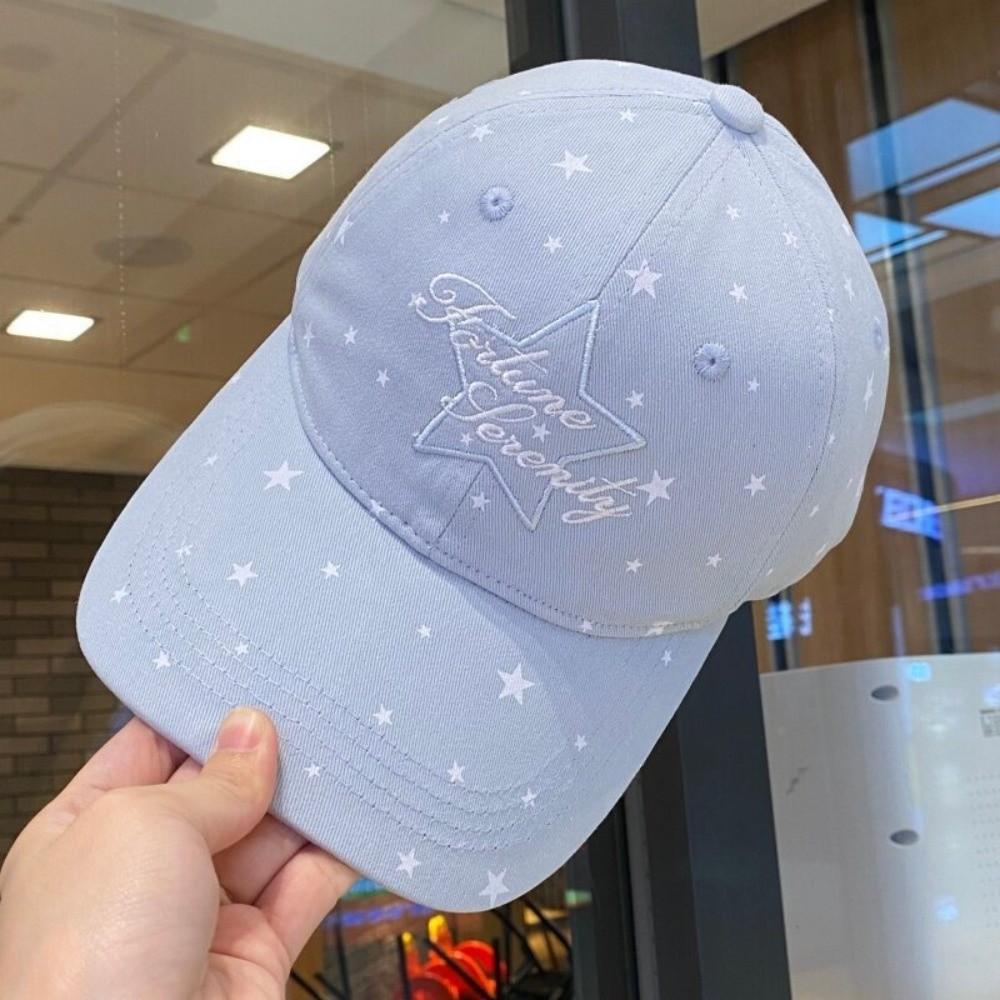 Soft Top Cotton Peaked Cap Face Slimming Casual Couple Hat Star Dot Baseball Cap  For Women