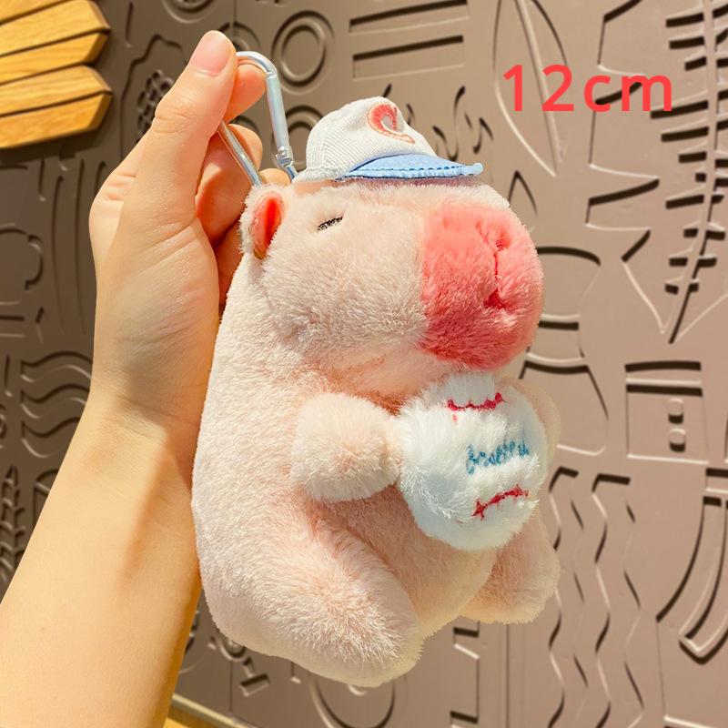 New Pink Capybara Plush Doll Cute Lion Dance Hat Capibara Anime Fluffty Toy Kawaii Plushie Gift for Girlfriend Stuffed Pendant