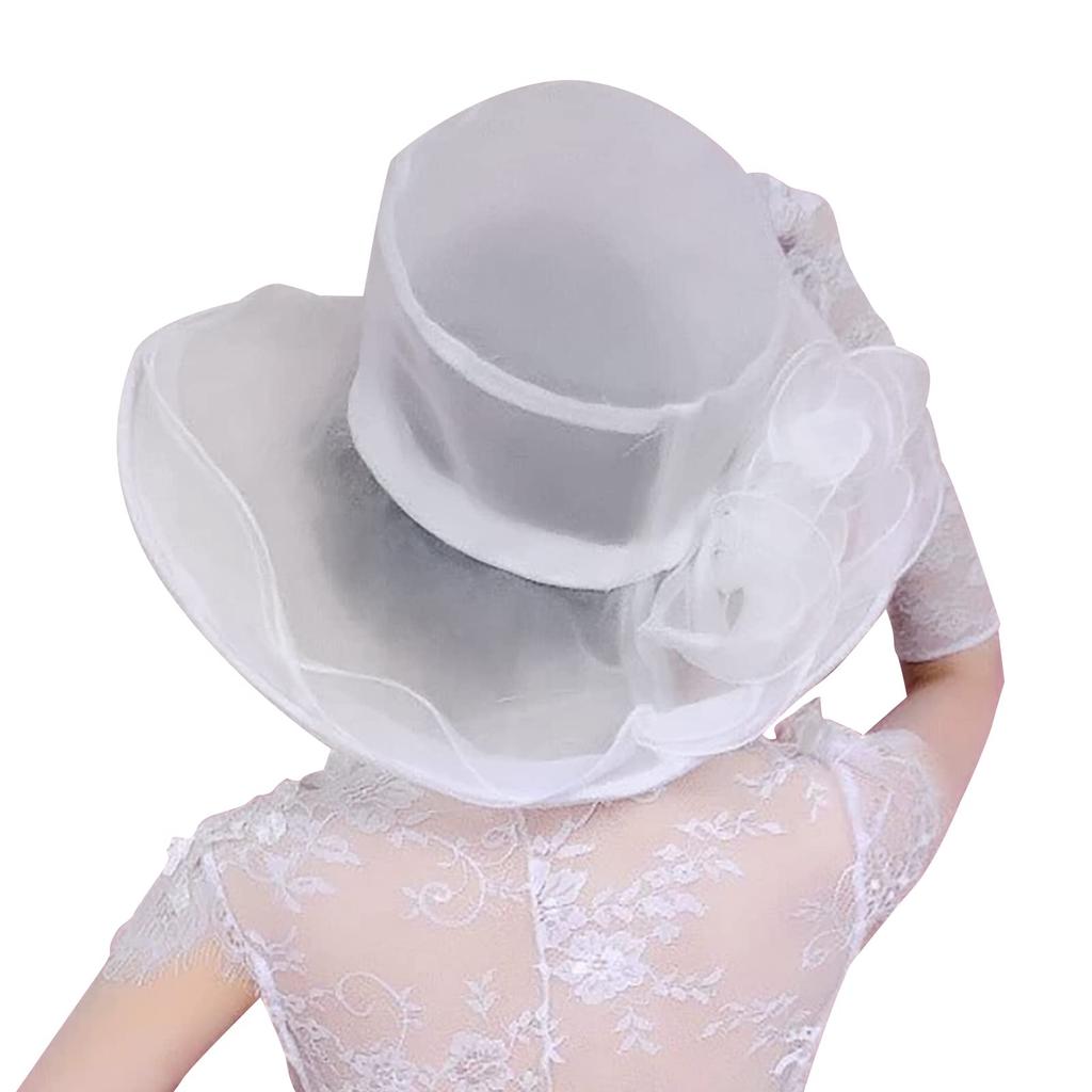 Organza Hat for UV Actress Wide Floral Slimming Beach Birthday Present [IPENNYE] Women, Protection, Summer, Bridal, Headpiece, Hat, Brim, Cap, Tulle,