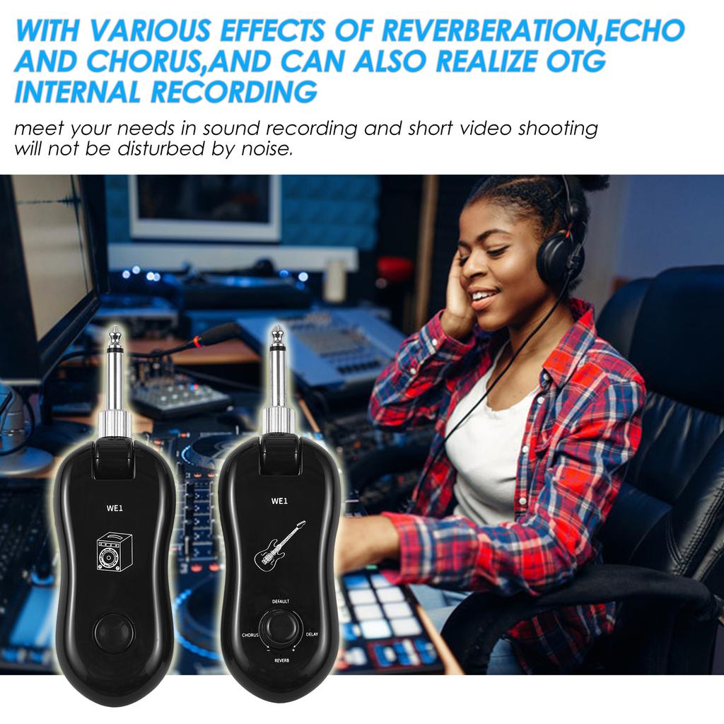 Sistem fără fir pentru chitară digitală (Emițător + receptor) Suportă funcția de înregistrare internă OTG 50M