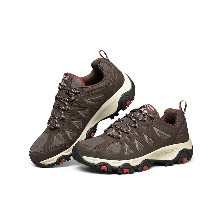 Skechers Mesh Fabric Outdoor Hiking Thick Sole Shock Absorption Low Top Dad Shoes Men sneaker 51844C-BRN