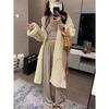 Spring and Autumn New Medium and Long Sweater Women's Coat Solid Color Knitted Cardigan Lazy Wind Thin Women's Thick Clothing