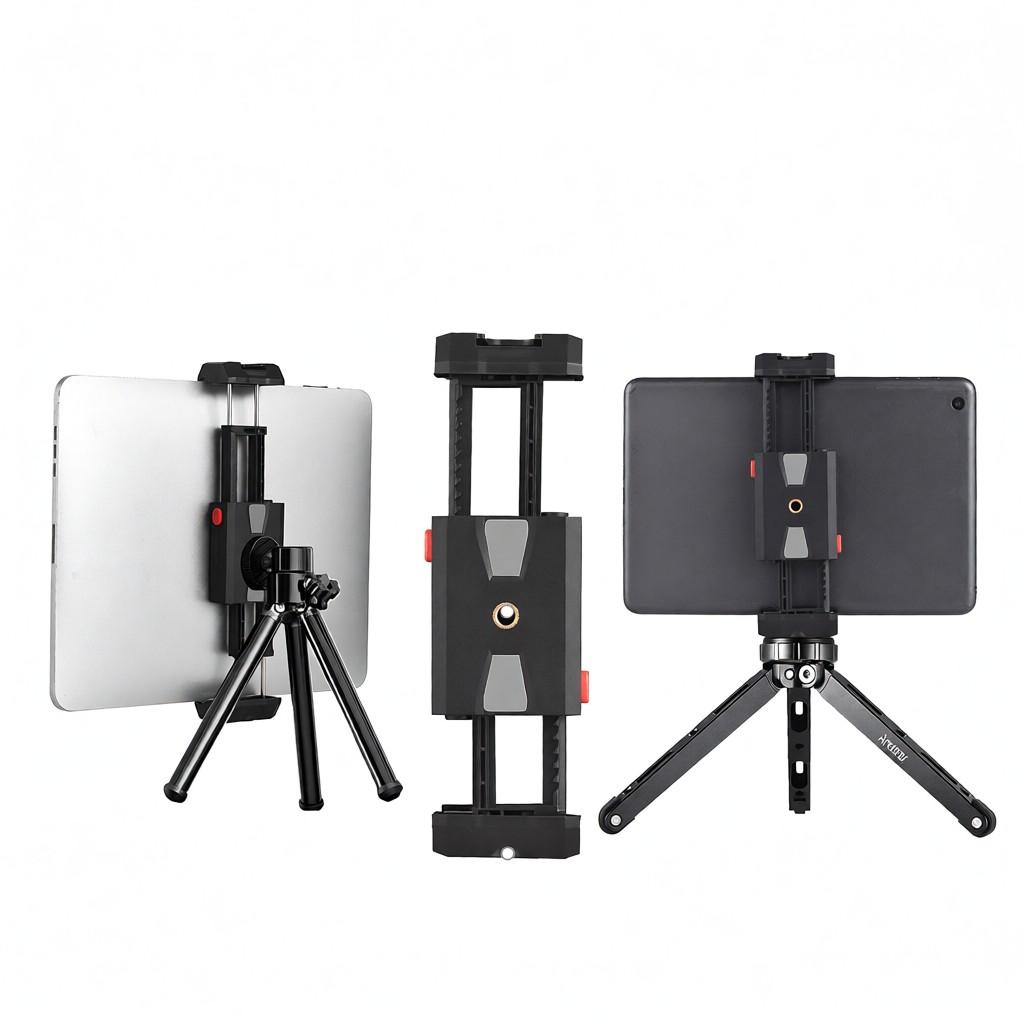 Universal Tripod Mount for Phone and Tablet Adjustable Tablet Holder Phone Clamp Phone Pad Clip with Cold Shoe Mount Replacement for iPad iPhone 15