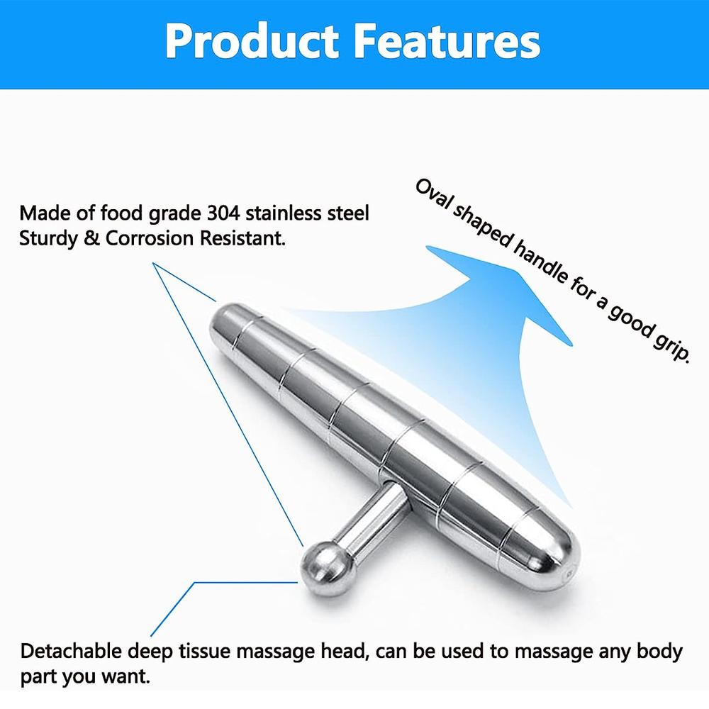 1Pcs Stainless Steel Pressure Massage Bar Acupressure T-Bar Trigger Point Massage Tool For Deep Tissue Therapy Thumb Saver