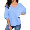 US Shiying Simple and Versatile V-neck Short sleeve T-shirt Women 2025 Summer New Solid Loose Pullover Women
