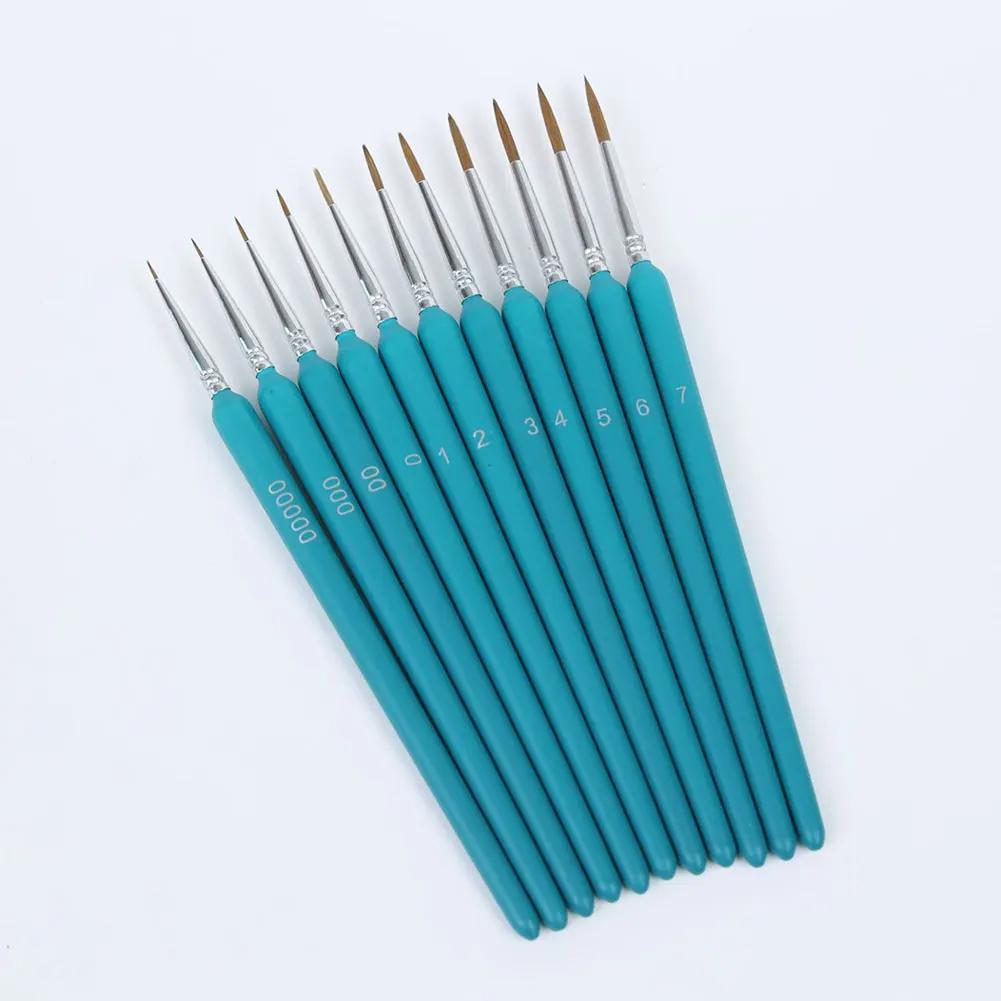 11Pcs Hook Line Pen For Watercolor Oil Painting Extra Fine Soft Wolf Hair Hand Brush Gouache Acrylic Nail Art Drawing