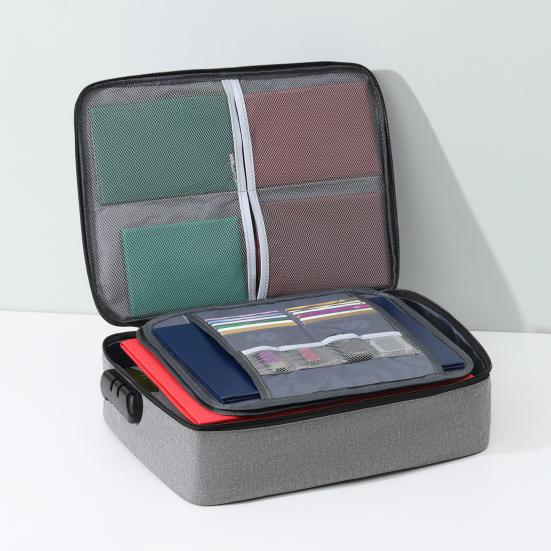 Travel Document Protection Bag Fireproof Waterproof File Storage Bag with Multi-Layer Design Card Holder File Organizer