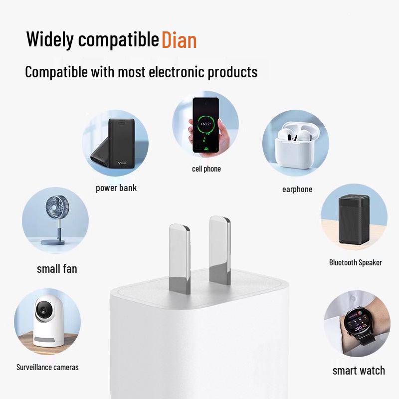 5V2A US Standard Charger for Table Lamps, Phones, Bluetooth Headsets, LED Strips