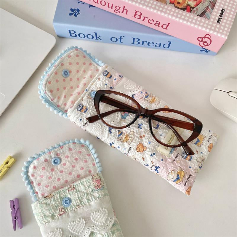 Cute Cartoon Soft Glasses Case Portable Crush Proof Sunglasses Pouch Girls Eyewear Storage Bag