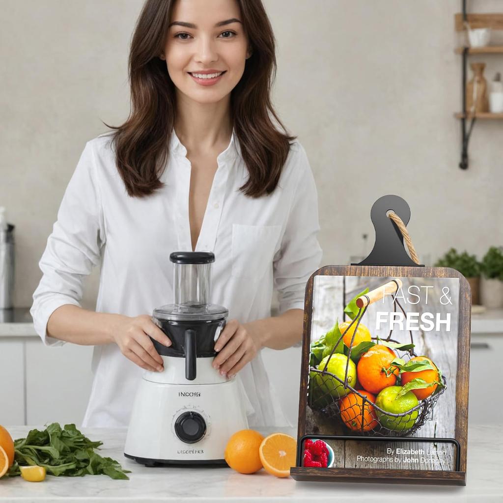 KLM Kitchen Cookbook Stand - Recipe Book Holder for Cooking, Organising and Storage - Perfect Home Shelf Decor and Wedding Retirement Gift for Woman