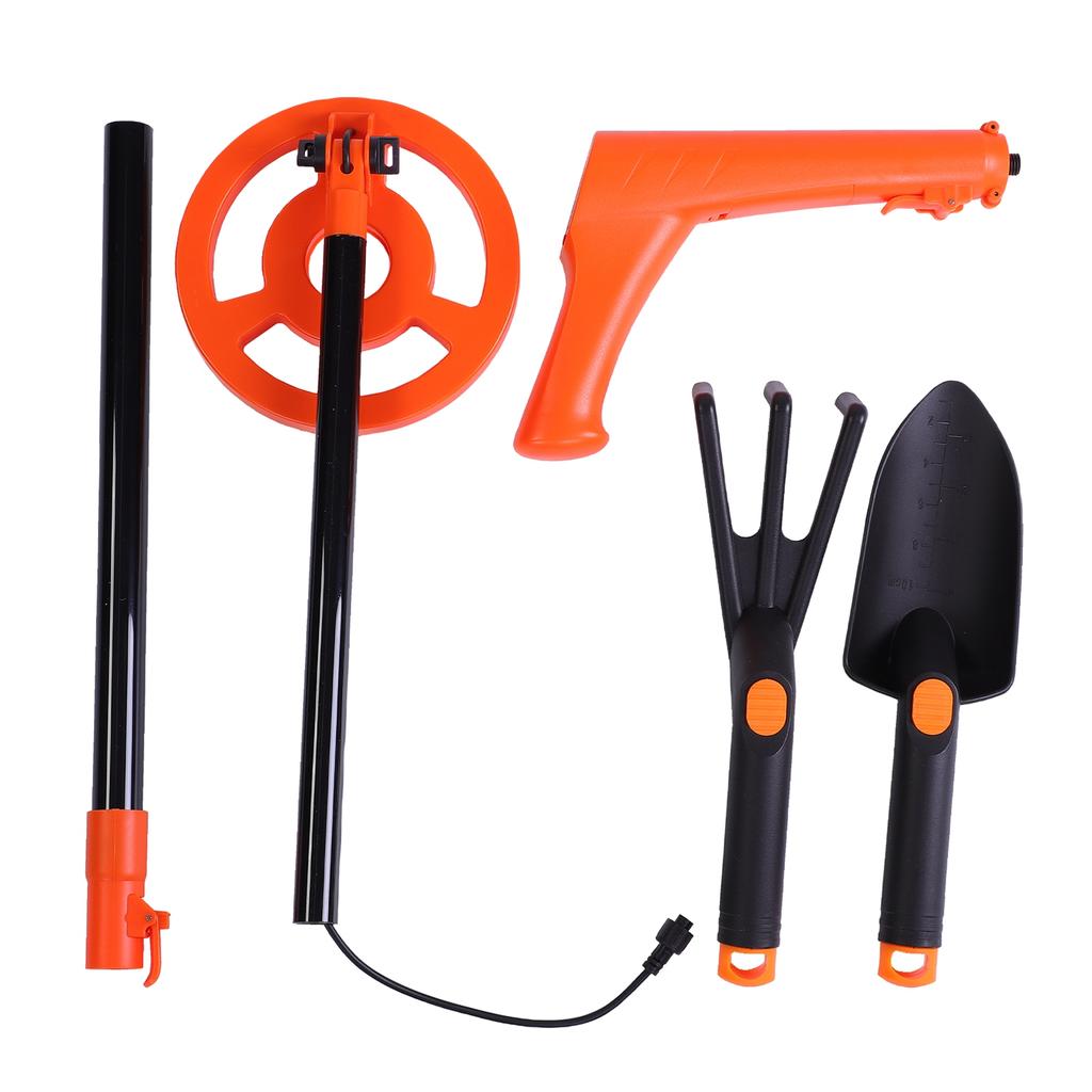 Kids Metal Detector Kit, Portable Detector with 2 Inch LED Screen, 6 Coil, Includes Shovel and Rake, Outdoor Adventure