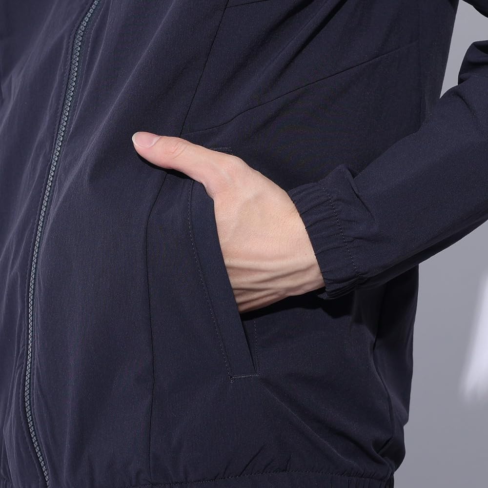 DESCENTE Stretch Cool Touch Nylon Hoodie NV XO 4-Way Two-Tone Full-Zip