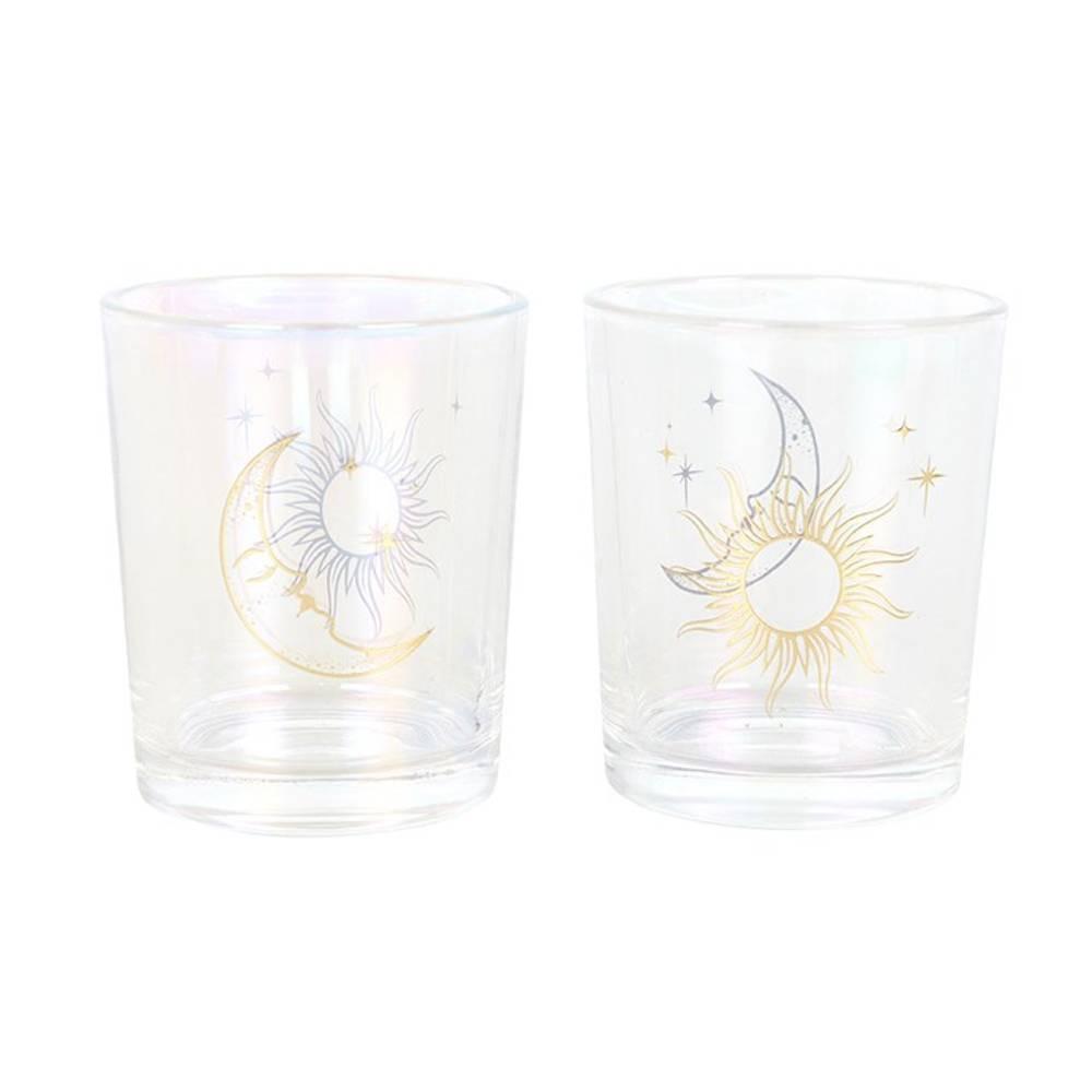 Something Different Iridescent Sun & Moon Face Votive Candle Holder (Pack of 2)