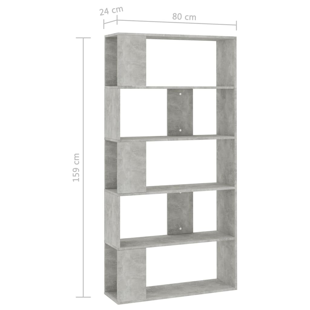 Bookshelf Room Divider Concrete Grey 80 x 24 x 159 cm Engineered Wood