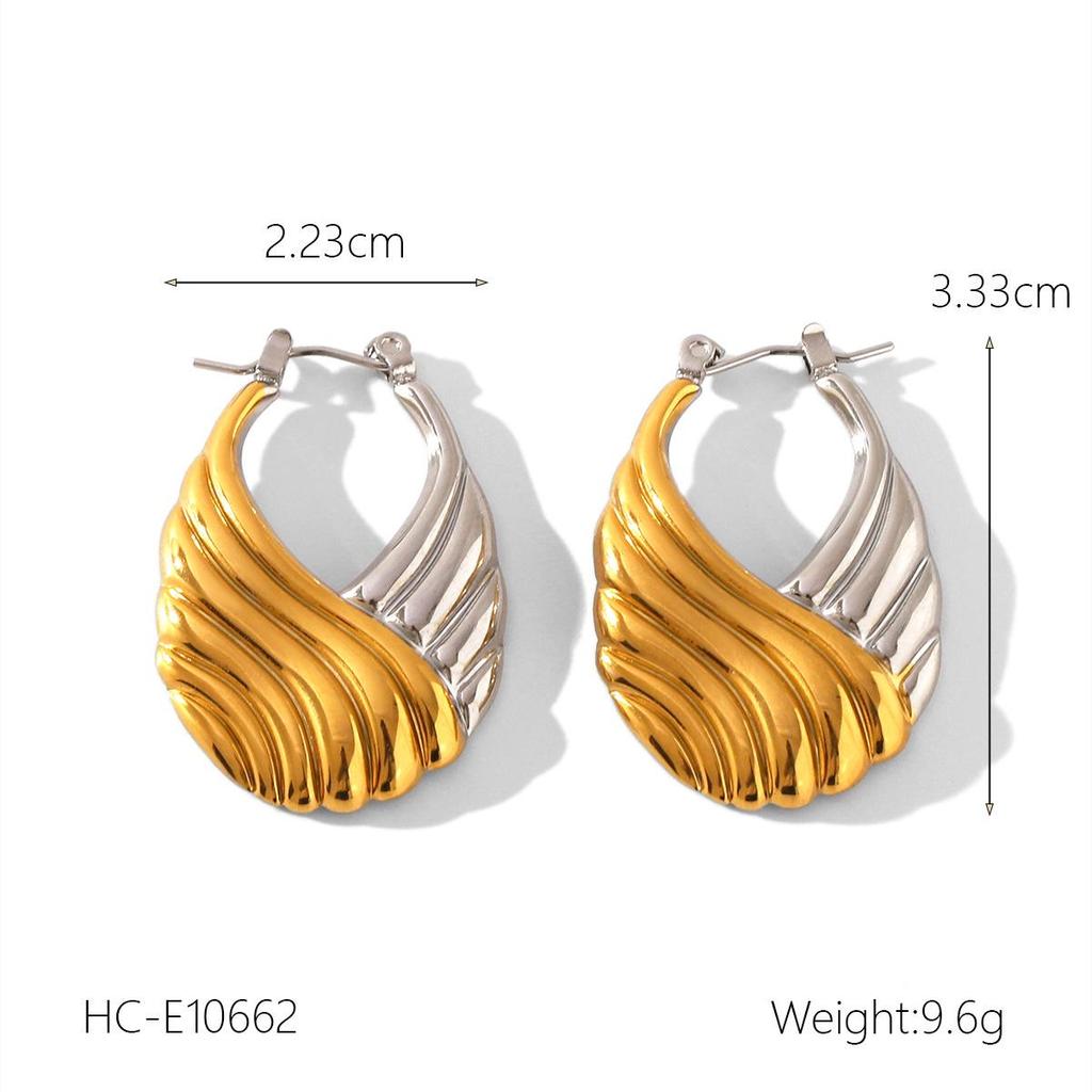 Elegant Gold & Silver Stainless Steel Crossbody Bag Stud Earrings - European & American Design, High-End Titanium Steel for Women