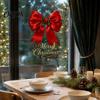 Reusable Window Graphics Christmas Bow Sticker, Red Static Cling, Waterproof Party Decor Removable PVC Decal for Holiday Home Glass Windows