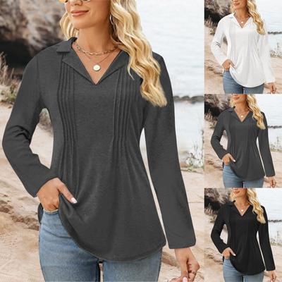 Women's  Long Sleeve Shirts Solid Color Fall Fashion Basic Slim Fit Soft Sexy Tops