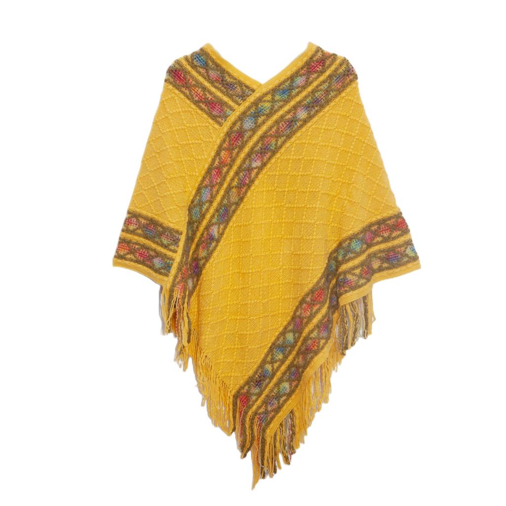 Women's Elegant Knitted Shawl Poncho with Fringed Lightweight Pullover Poncho Sweaters Cape Warm Cozy Knit Poncho Sweater for Women Pullover Cardigan