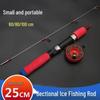 Compact Winter Ice Fishing Rod - Hard Tail, Short, 60/80/100cm, for Long Cast, Small Sea Fishing