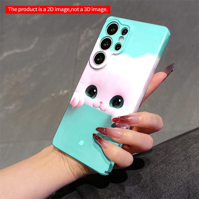 2DFlat Samsung phone case Cute White Kitten Peeking Over Edge Applicable to Galaxy S23 S24 S25ULTRA S26 A12 A14 A15 A16 A54 A55