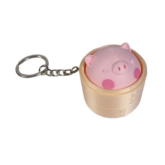 jijijing 3D Printed Steamed Bun Clicker Keychain, Stress Relief Push Button Fidget Toy, Finger Keyring Pendant Backpack Handbag Charm