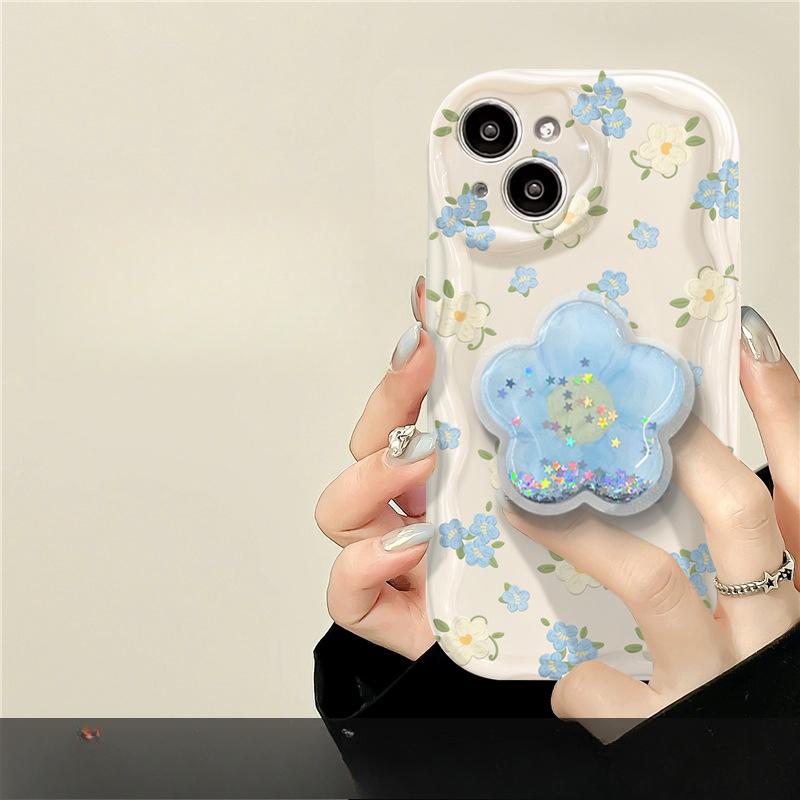 Applicable To Apple 14promax Mobile Phone Case IPhone 13 Full Screen Floral Bracket 11/12 Mini Silicone Anti-fall