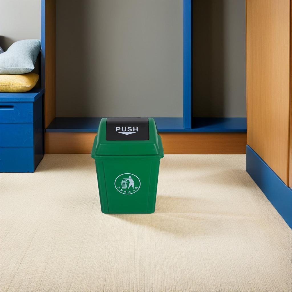 10L Swing Lid Trash Can Green Plastic Waste Basket for Kitchen Living Room Bedroom Office Garage Patio Restaurant Recycling Bin
