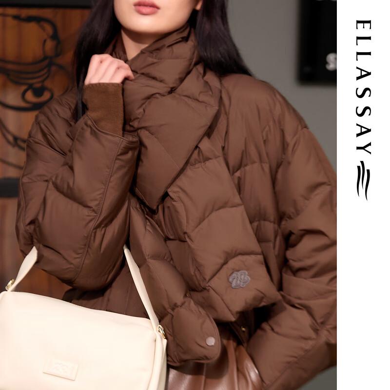 ELLASSAY 2025 Winter Goose Down Puffer Jacket with Matching Scarf