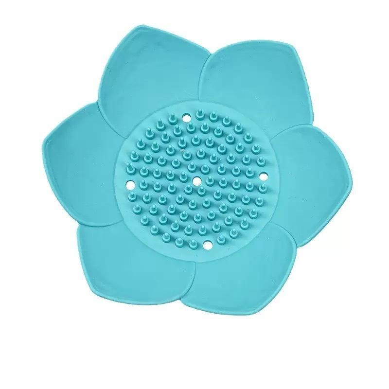 Lotus Design Silicone Soap Dish Self Draining Non-Slip Soap Holder Portable for Bathroom Kitchen Home Camping Use
