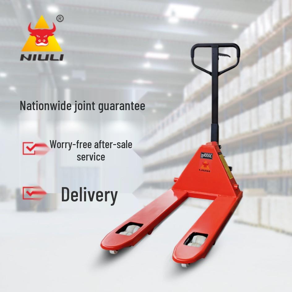 Niuli Hydraulic Manual Forklift: 2/3 Ton Pallet Jack with Hand Crank Lift and Push/Pull Cart
