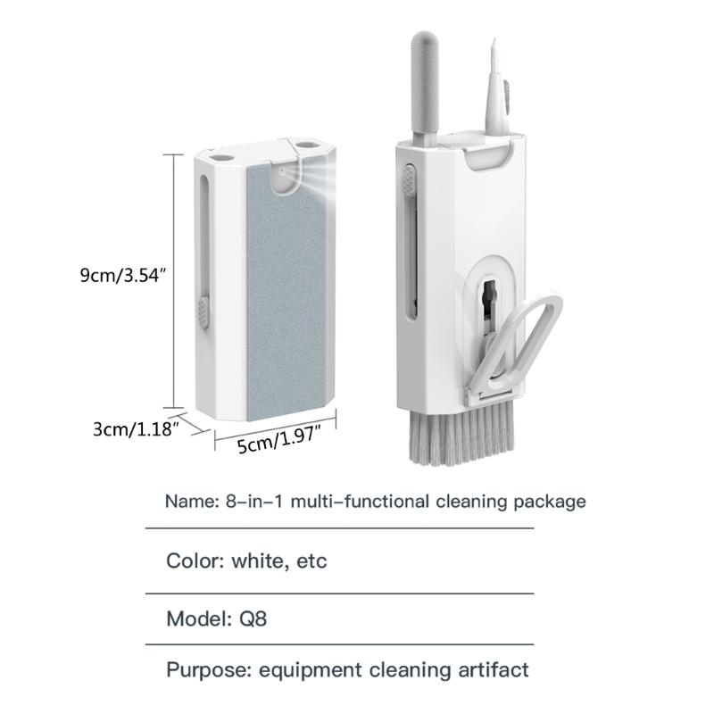 Portable Earbud Cleaning Pen 8-in-1 Professional Cleaner Kit Earphone Cleaning Brush for Bluetooth-compatible Earbud