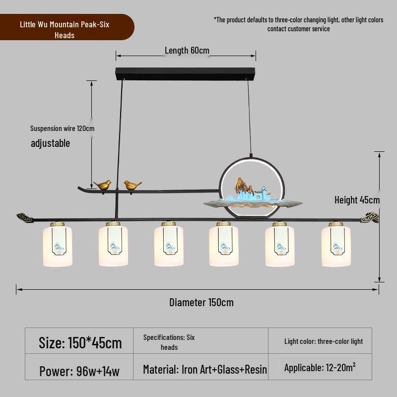 Modern Zen Dining Pendant Light: Pine-Inspired Multi-Head Strip Lamp for Tea Table or Study Desk