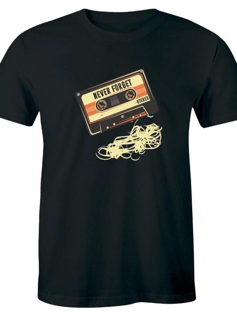 Men's Never Forget Vintage Cassette T-Shirt - Retro 80s Music Sarcastic Graphic Tee with Cassette Ta