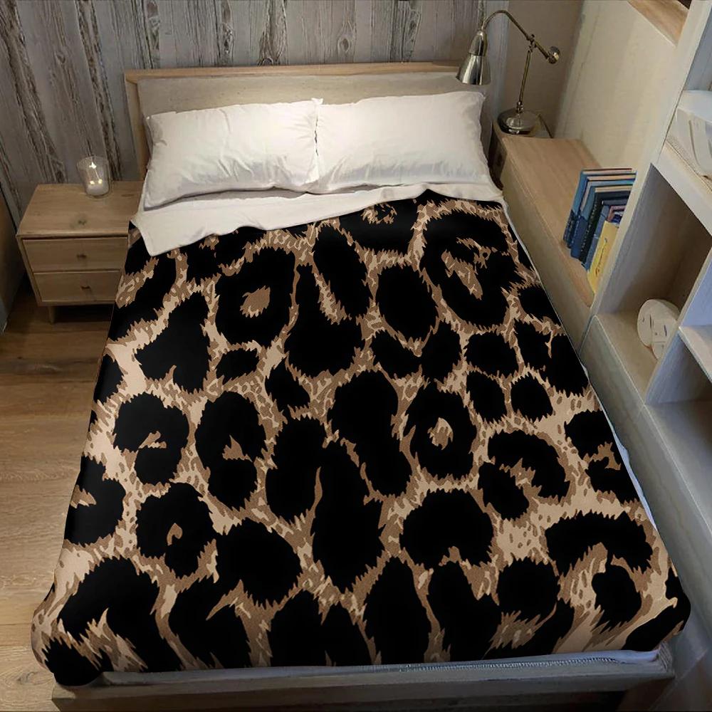 CLASSIC LEOPARD Flannel Blanket Warm Soft Halloween Christmas Couch Warm Cozy Decorative Decor Gift for All Season