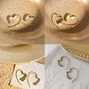 Luxury Heart Drop Earrings Vintage Stud Earrings for Women Circle Ear Piercing Gold Silver Color Ear Hook Trendy Jewelry