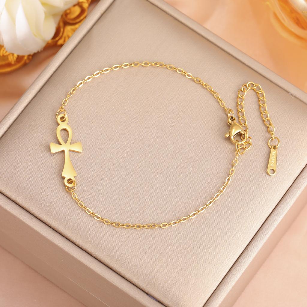 Cazador Amulet Egypt Ankh Cross Charm Bracelets for Women Stainless Steel Egyptian Cross Hand Bracelet Vintage Jewelry Gift 2026