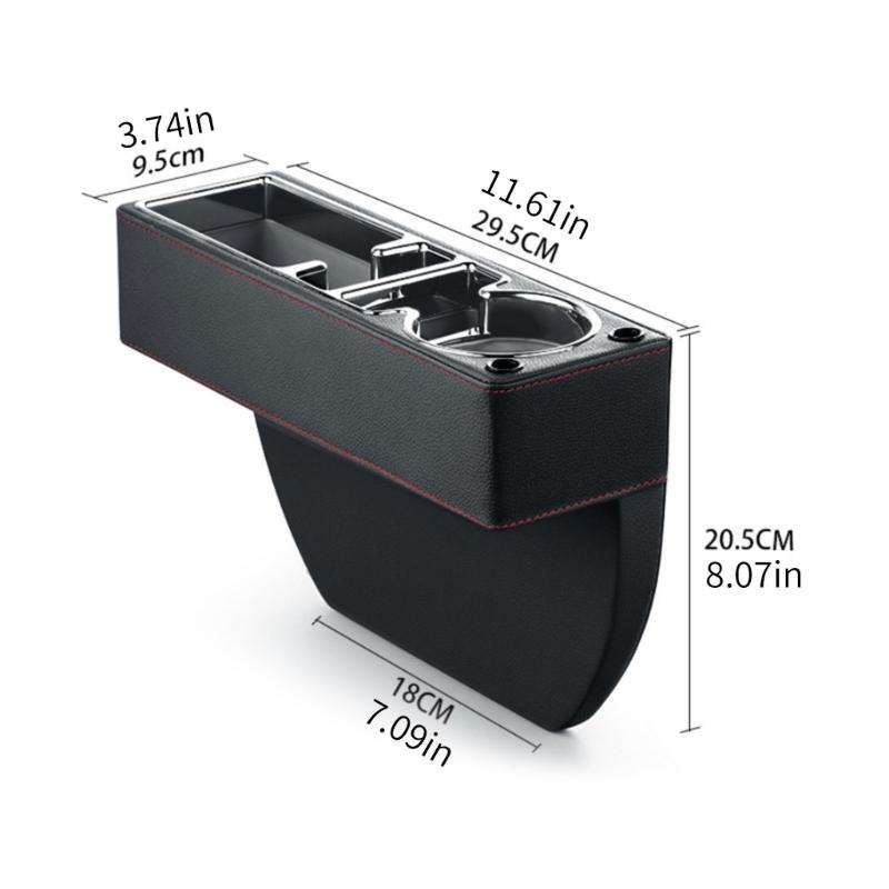 Universal Leather Car Interior Storage Solution For Adjacent Seat Includes Drink Support And Phone Pocket Works With Many Vehicles 30cm X 10cm X 6cm