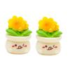 2 Pcs Miniature Dollhouse Flowers Mini Resin Potted Plant Figurine Tiny