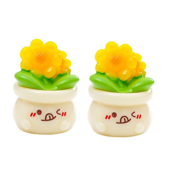 

2 Pcs Miniature Dollhouse Flowers Mini Resin Potted Plant Figurine Tiny Artificial Flowers for Home Office Tabletop Garden Micro Landscape DIY Crafts H